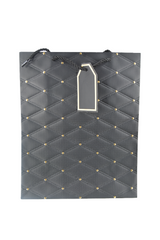 Paper Gift Bag Quilted Design Black 26x32x12
