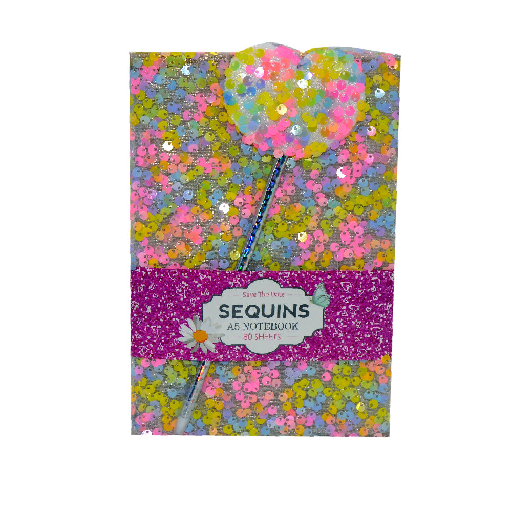 A5 Flip Sequin Notebook With Pen 80 Sht Asst 2