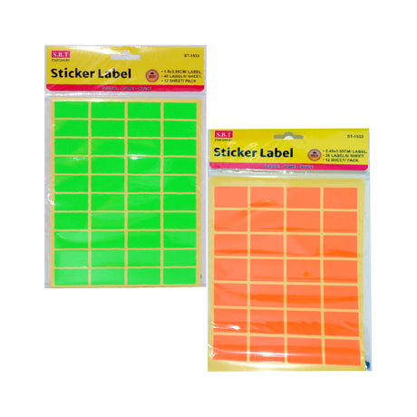 Sticker Lable 12 Sheets 5 Assorted  1.8x3.55cm