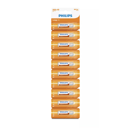 Philips LongLife Zinc AAA Batteries 1.5 V 10 Blister