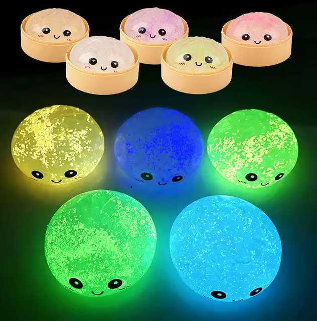 Glitter Glow Dumpling Squishy with Light – Assorted