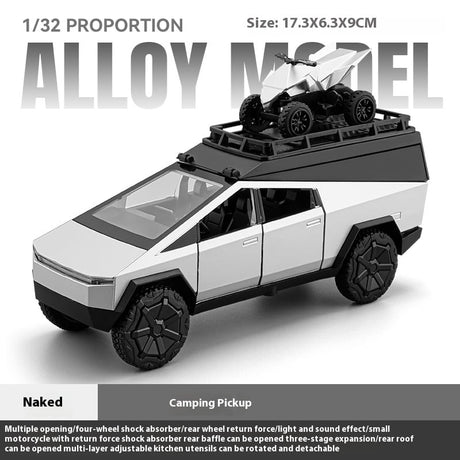 Tesla Cybertruck Model 1:32 with Roof Rack & Quad Bike