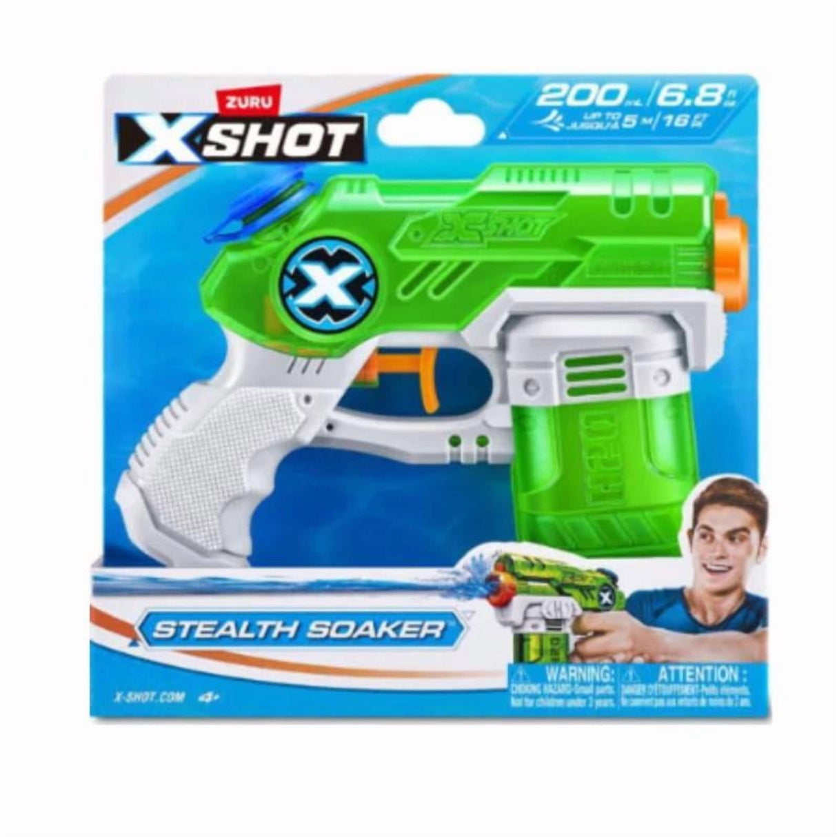 X-Shot Water Warfare Stealth Soaker - Compact Fast-Fill Water Blaster with 16-Foot Range and 8oz Capacity - Assorted