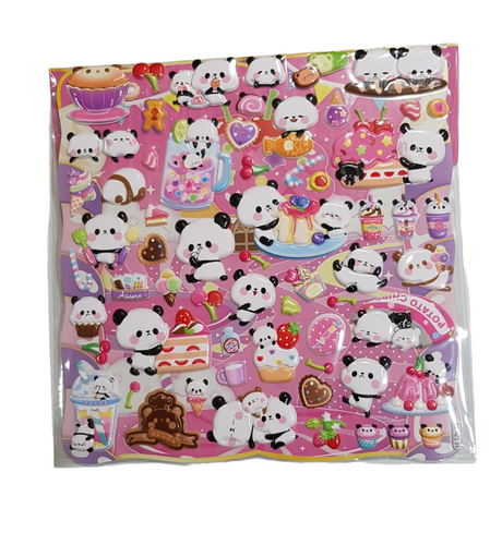 Panda Puffy Sticker Double Sheet Assorted