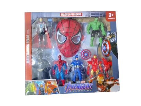 Superhero Action Figure Set for Kids – 8-Piece Hero Figures with Web Mask, Shields & Armor