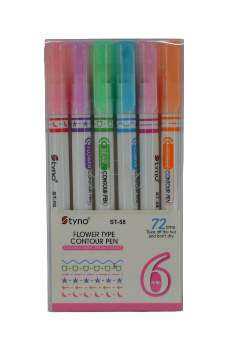 Flower Type Contour Pen 6 pcs