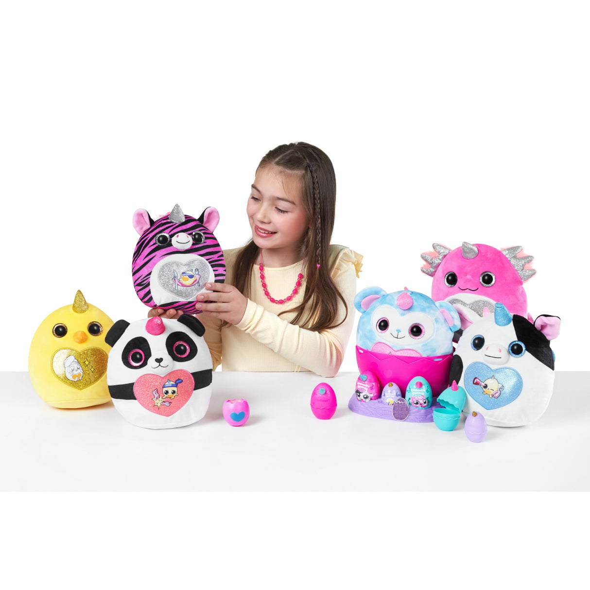 Rainbocorns Eggzania Mini Mania - Pocket-Sized Plush Egg with 10+ Surprises, Yolkies, and Bracelet Accessories - Assorted