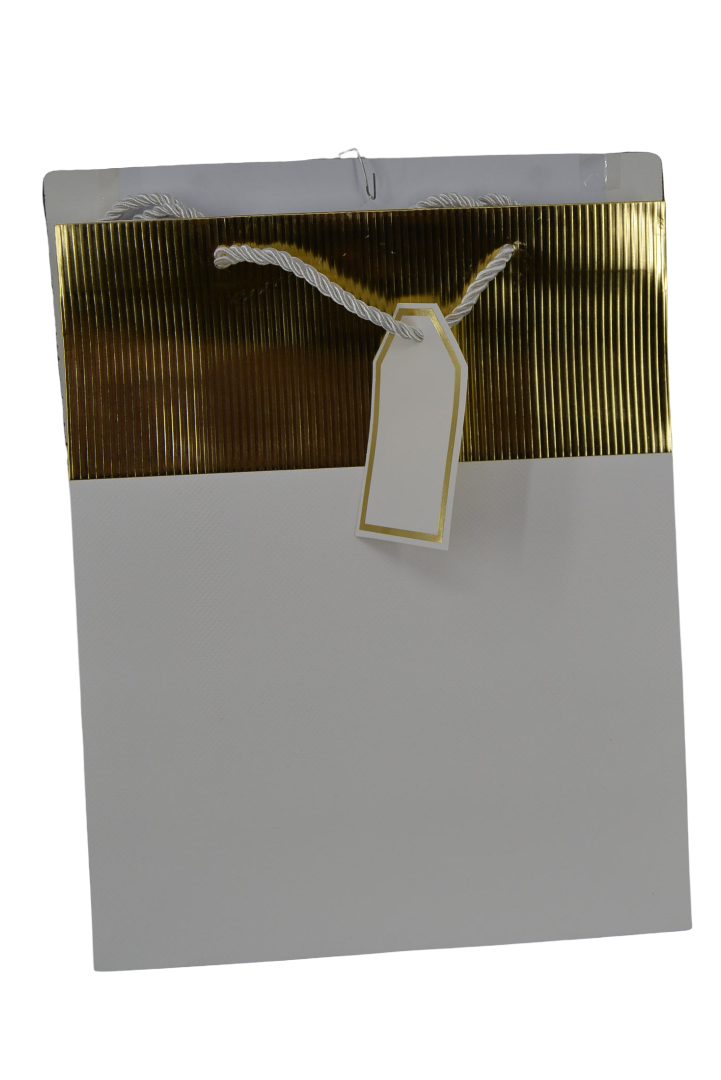 Gift Bag – White with Gold (26x32x12)