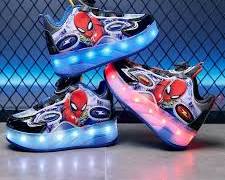 Spider-Man Roller Skate Shoes with LED Lights – Size 28–37