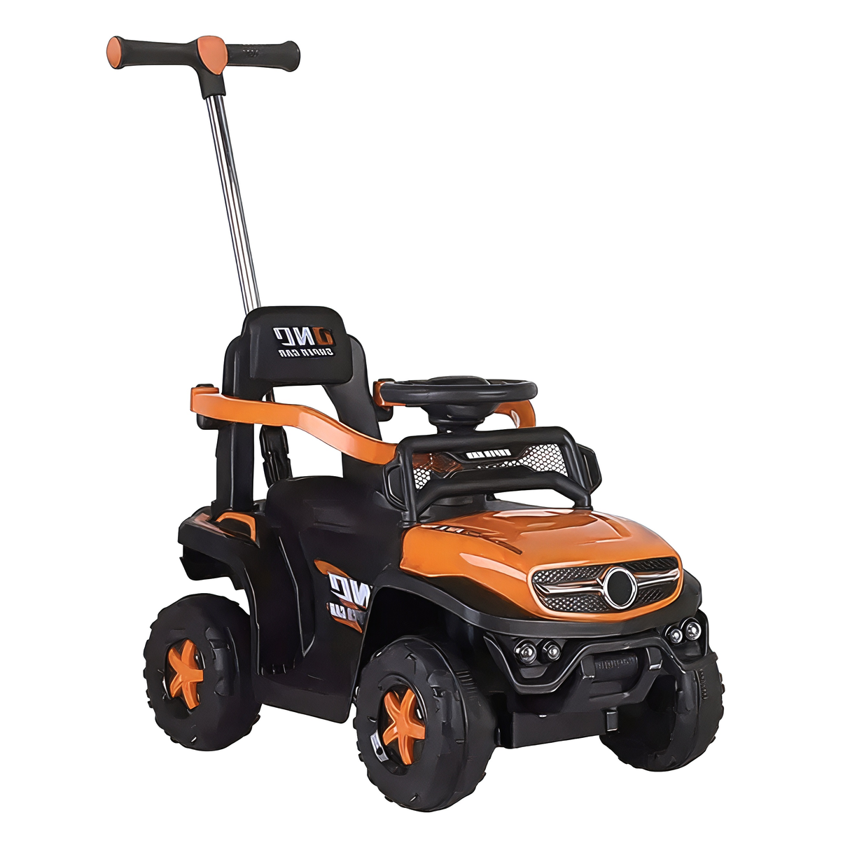 Pro Ride 3-in-1 Ride-On Artic Mini Jeep with Push Handle Orange