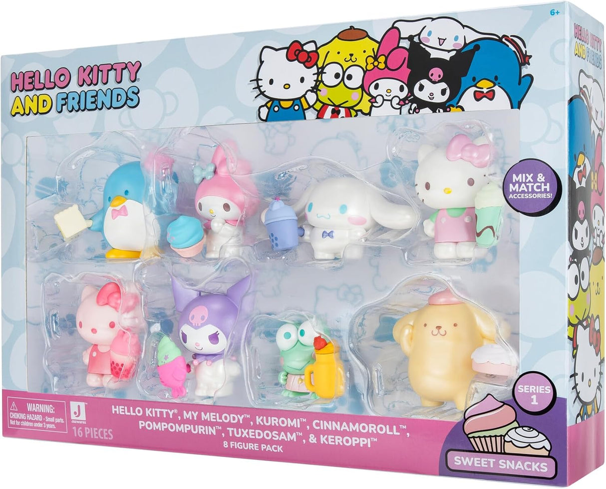 Hello Kitty and Friends Sweet Snacks 8-Pack with Mix and Match Sweet Accessories (2" Figures)