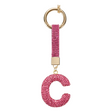 Pink Rhinestone Letter C Keychain