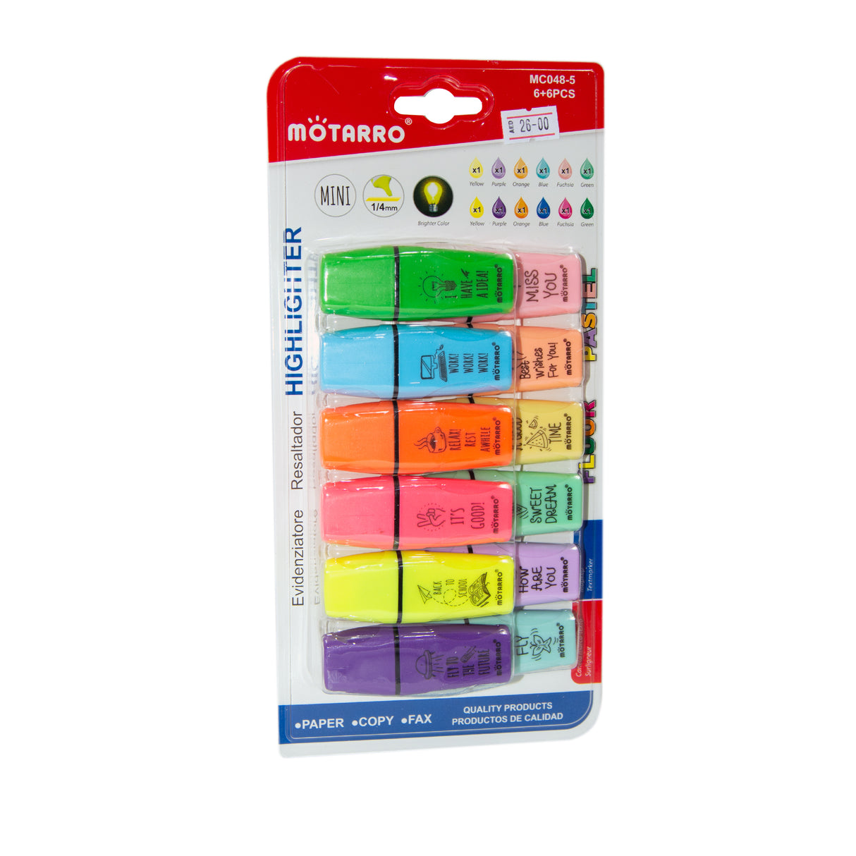 Motarro Highlighter – Fluorescent & Pastel 12 pcs Pack