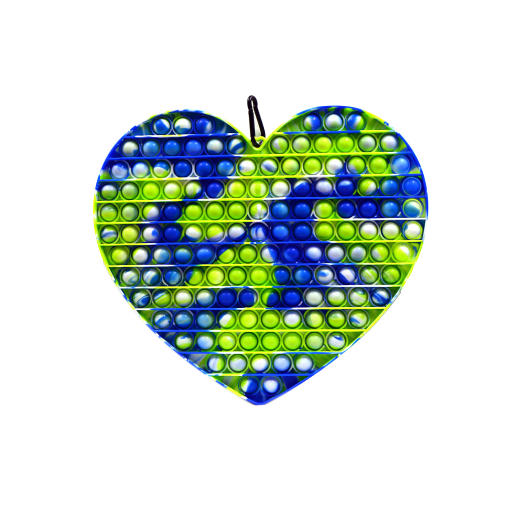 Heart Fidget Pop It Toy 30cm Green Blue