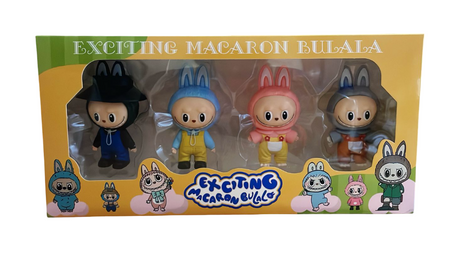 Labubu Plastic Figure 4 pcs (Assorted Designs, Sold as Set)