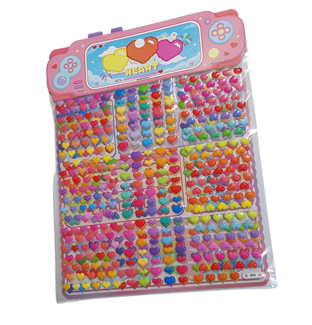 Heart Puffy Sticker Double Sheet Assorted Set of 2