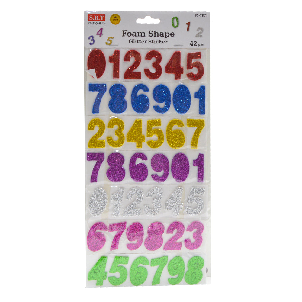 Foam Shape Glitter Sticker 42 Pcs