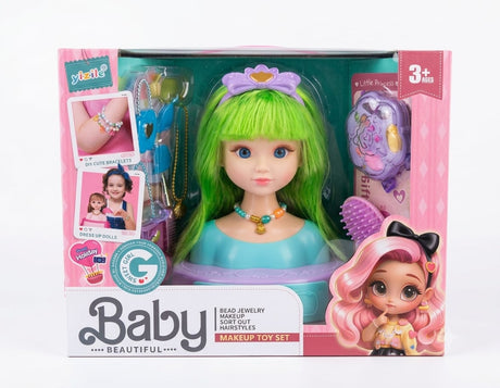 Kids Makeup & Hair Dressing Styling Head Playset – 2 Assorted Styles