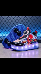 Spider-Man Roller Skate Shoes with LED Lights – Size 28–37