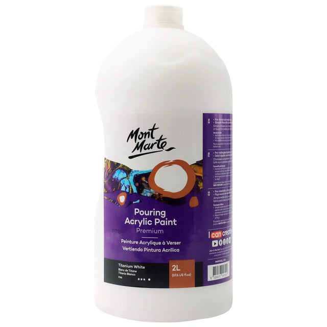 Mont Marte Acrylic Pouring Paint 2L Bottle - Titanium White