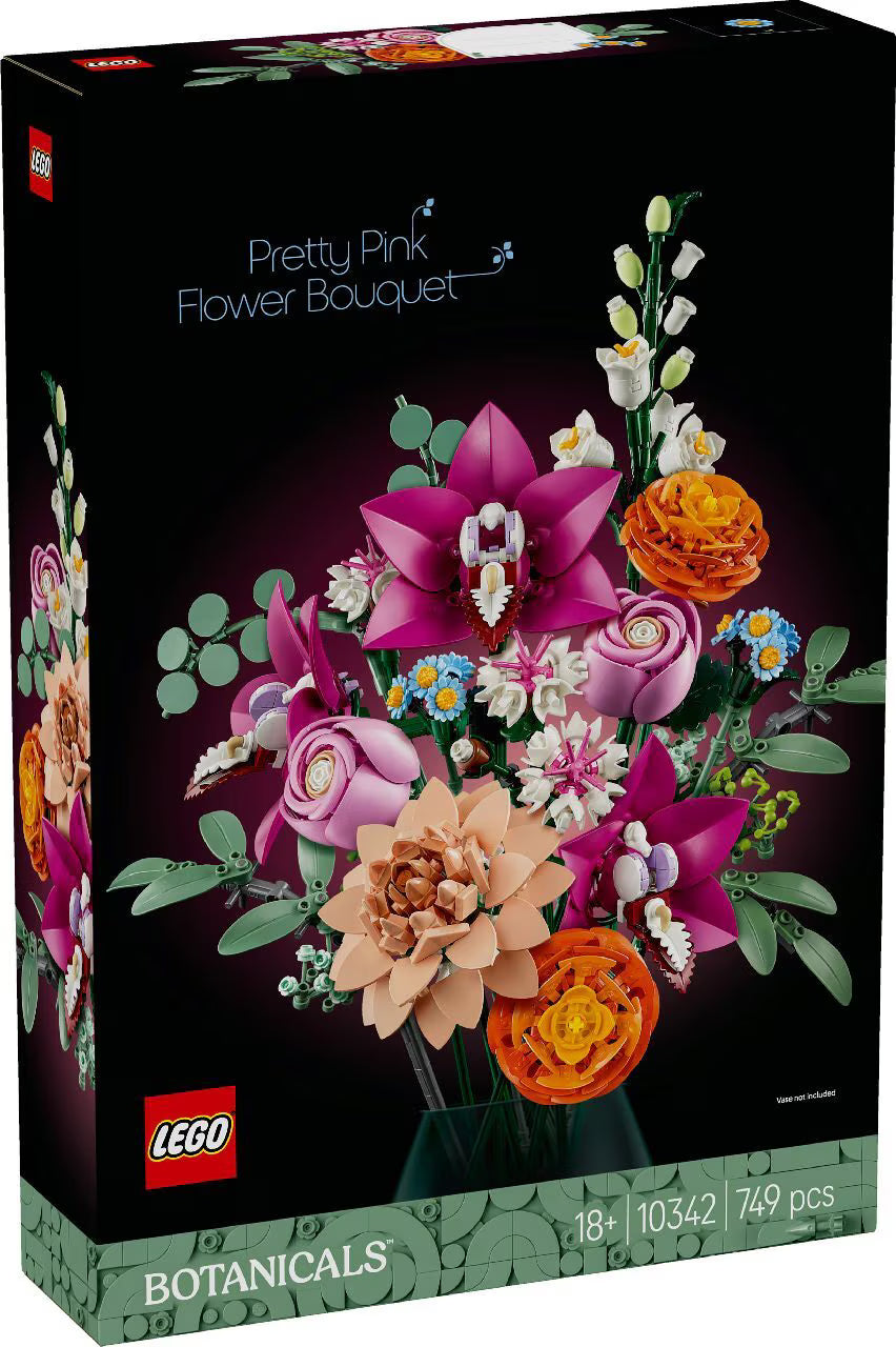 LEGO Botanicals Pretty Pink Flower Bouquet 10342 Building Kit 749 Pieces