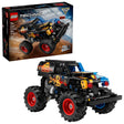 LEGO Technic Monster Jam Grave Digger Fire and Ice 42219 building kit with 263 pieces, pull-back motor, and red flame and blue ice designs