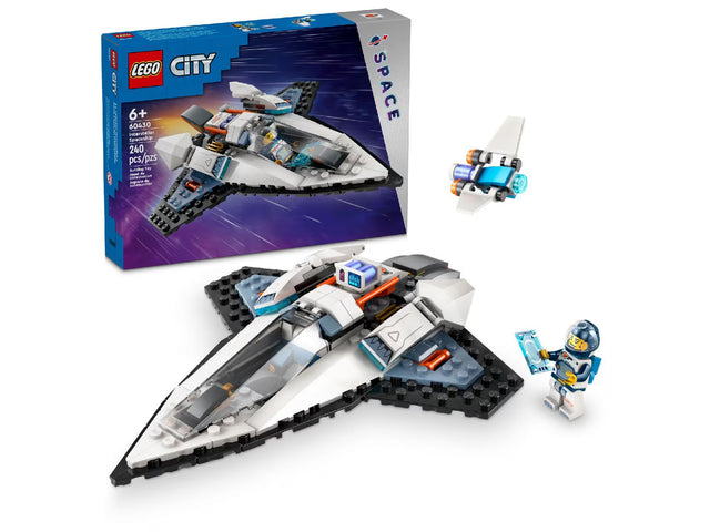 LEGO City Interstellar Spaceship 60430 building kit with astronaut minifigure, drone bot, and fold-out thrusters