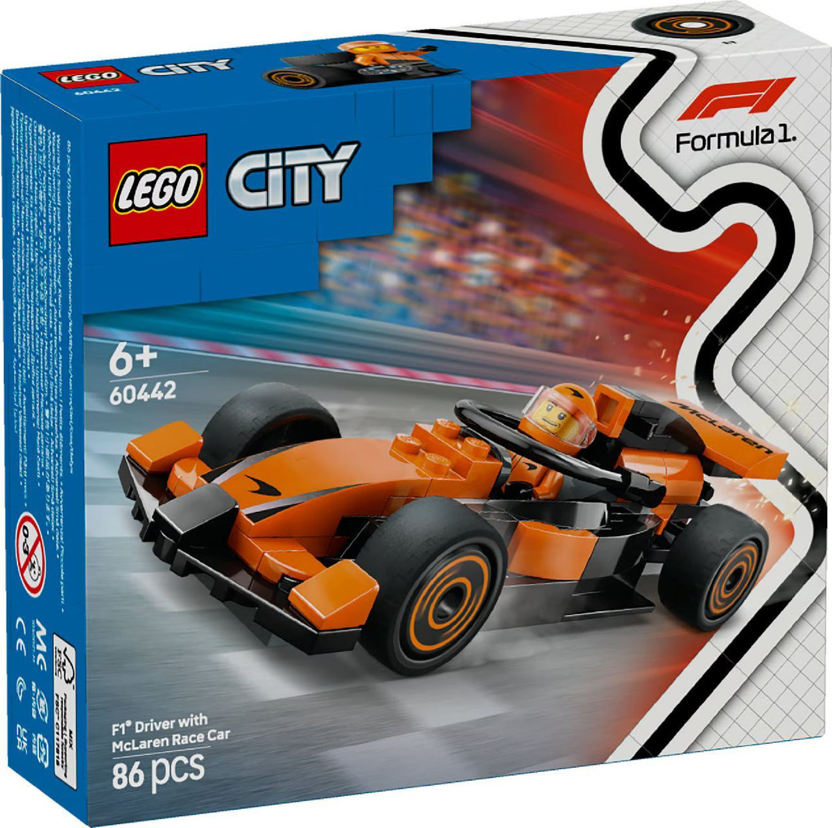 LEGO City F1 Driver with McLaren Race Car 60442 Building Kit 86 Pieces