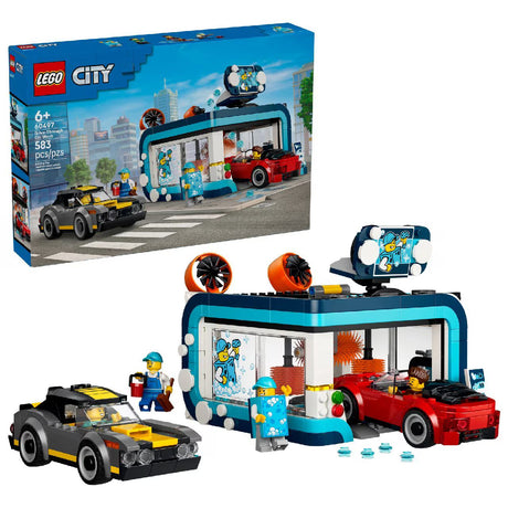 LEGO City Red Double-Decker Sightseeing Bus 60407 building kit with 384 pieces, open-air deck, and 5 minifigures