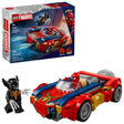 LEGO Marvel Spider-Man Car vs. Venomized Wolverine 76336 building kit with 134 pieces, Spider-Man and Venomized Wolverine minifigures, and spring shooters