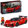 LEGO Speed Champions Ferrari SF90 XX Stradale Sports Car 77254 building kit with 339 pieces, driver minifigure, and authentic Ferrari shield rims