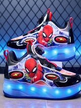 Spider-Man Roller Skate Shoes with LED Lights – Size 28–37
