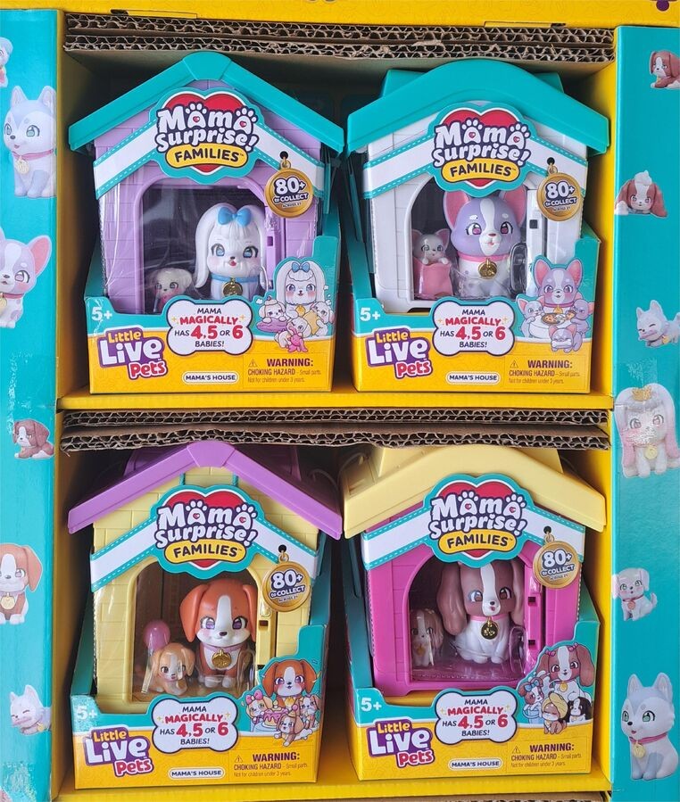 Set of 4 Little Live Pets Mama Surprise Families Beagle, Spaniel, Maltese, Frenc