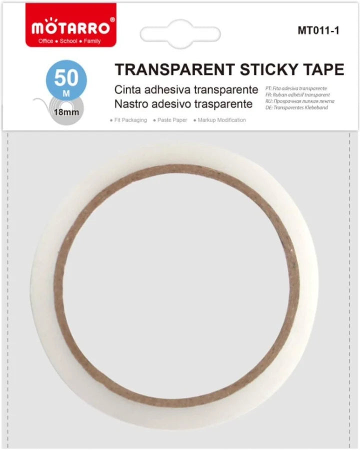 Motarro Transparent Sticky Tape 18mm roll of clear adhesive tape for office and home use
