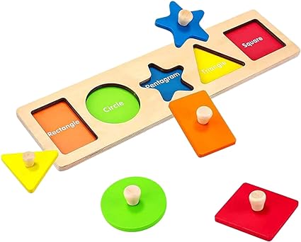First Shapes Wooden Peg Puzzles with Knob