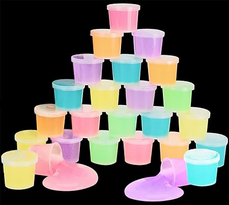 Glow in The Dark Party Supplies - 25 Pack Glow Slime Kit for Girls Boys Idea for Kids Party Favor, Goodie Bag Stuffer, Classroom Prize - Unique Texture and Sensation