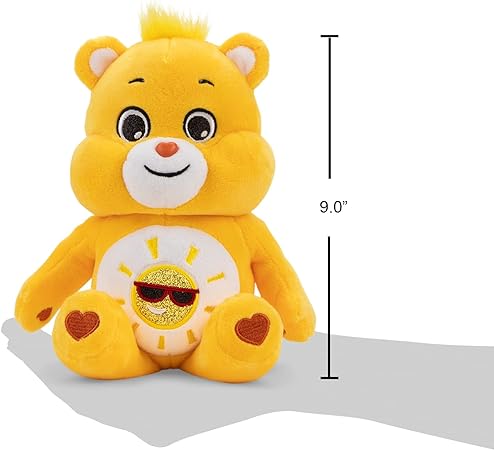Care Bears 9" Bean Plush (Glitter Belly) - Funshine Bear - Soft Huggable Material!