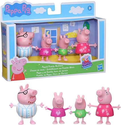 Peppa Pig Peppa's Adventures Peppa's Family Bedtime Figure 4-Pack Toy, 4 Family Figures in Pajamas, Ages 3 and up