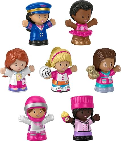 Fisher-Price Little People Barbie Toddler Toys,You Can Be Anything Figure Pack,7 Characters for Pretend Play Ages 18+ Months