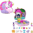 Polly Pocket Compact Playset, Unicorn Tea Party with 2 Micro Dolls & Accessories, Travel Toys with Surprise Reveals