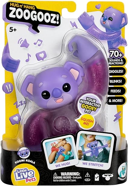 Little Live Pets Hug n' Hang Zoogooz - Koomi Koala. an Interactive Electronic Squishy Stretchy Toy Pet with 70+ Sounds & Reactions. Stretch, Squish and Link Their Hands