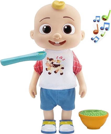 CoComelon Deluxe Interactive JJ Doll - Includes JJ, Shirt, Shorts, Pair of Shoes, Bowl of Peas, Spoon- Toys for Preschoolers - Amazon Exclusive