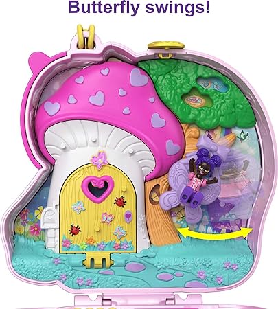 Polly Pocket Compact Playset, Unicorn Tea Party with 2 Micro Dolls & Accessories, Travel Toys with Surprise Reveals