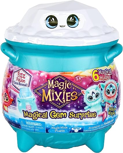 Magic Mixies Magical Gem Surprise Water Magic Cauldron - Reveal a Non-Electronic Mixie Plushie and Magic Ring with a pop up Reveal from The Fizzing Cauldron Medium