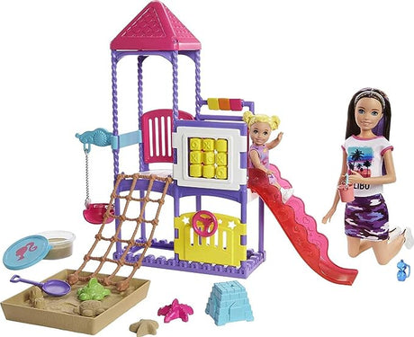 Barbie Skipper Babysitters Inc. Climb 'n Explore Playground Dolls & Playset with Babysitting Toddler Doll, Play Station, Moldable Sand & Accessories