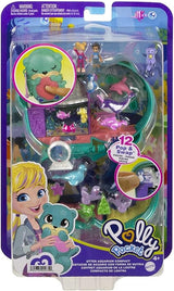 Polly Pocket Compact Playset, Otter Aquarium with 2 Micro Dolls & Accessories, Travel Toys with Surprise Reveals