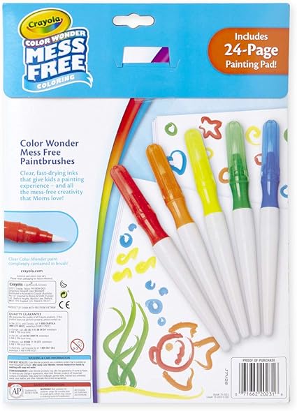 Crayola Color Wonder Mess Free Paintbrush Pens & Paper, Toddler Painting Set, Arts And Crafts For Kids