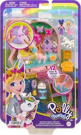 Polly Pocket Compact Playset, Unicorn Tea Party with 2 Micro Dolls & Accessories, Travel Toys with Surprise Reveals