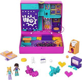 Polly Pocket Compact Playset, Race & Rock Arcade with 2 Micro Dolls & Accessories, Travel Toys with Surprise Reveals