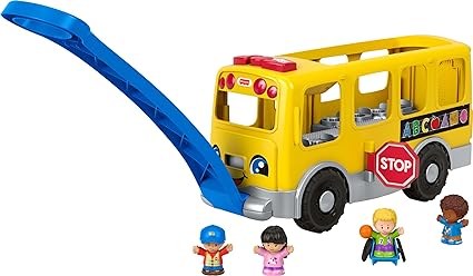 Fisher-Price Little People Big Yellow Bus, musical push and pull toy with Smart Stages for toddlers and preschool kids